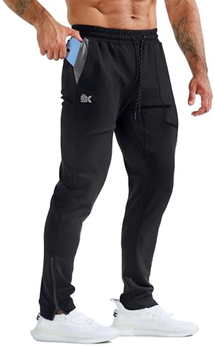 ZENWILL ZeroBols Pantalones Deportivos Hombre Gimnasio Cremallera Gym Jogger Pantalón Largo Running Entrenamiento Hombre(Negro,L)