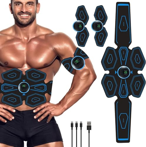 Queath EMS Abdominal Muscle Trainer, ABS Trainer Muscle Stimulator, 8 Modes & 18 Intensities For Abdominal/Arm/Leg/Hip Training, EMS Muscle Stimulator, Electric Abdominal Muscle Toner