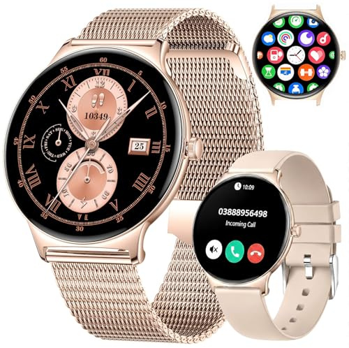 Women's Smartwatch 1.43 AMOLED HD Display Ultra-Thin, Bluetooth Calls | Smart Watch with Voice Assistant, Fitness Tracker, Heart Rate, Blood Pressure, 120+ Sport Modes, Waterproof, Custom Dials