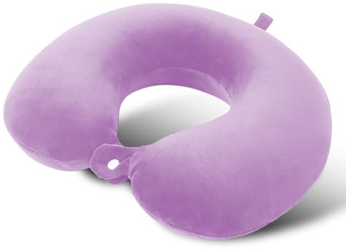 GREATOYAR Almohada de Viaje para Cuello, Cojín de Cuello, Cojin de Viaje, Almohada de Viaje Viscoelástica de Espuma, Almohada Cervical para Oficina Avión Tren Coche Viaje, Lila, 30x30cm
