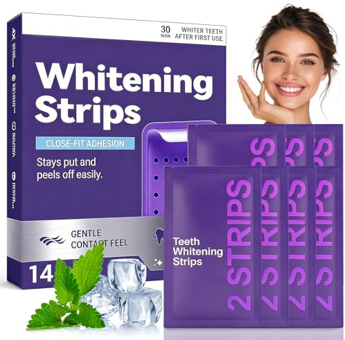 14 Piezas Tiras Blanqueadoras Dientes - Kit Blanqueamiento Dental Profesional, Teeth Whitening Strips Efectivos para Eliminar Manchas, Blanqueador Dental Suave con Esmalte, Aplicación Fácil en Casa