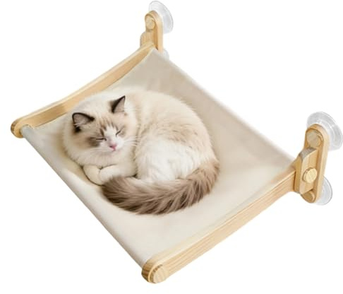 Cama con Ventana para Gatos- Hamaca para gatosde Interior con de 60x40x18 cm, Percha para gatosde fácil Montaje, Lugar de Descanso para gatosmontado en la Pared | para Gatitos Interior Hog