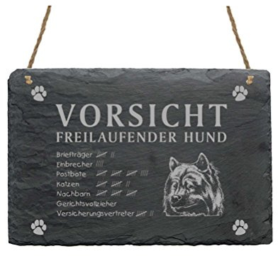 Schild Schiefer Spruch Eurasier Vorsicht Freilaufender Hund Türschild 22 x 16 cm