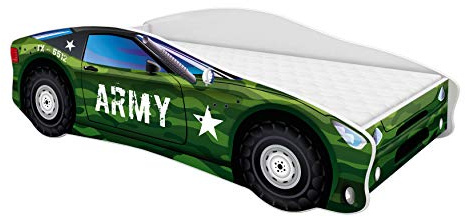 ACMA Kinderbett Autobett Auto Junior mit Lattenrost und Matratze 140x70 160x80 180x80 (160x80, 7)