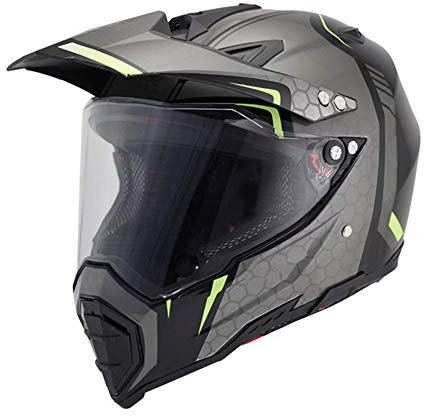 Woljay Casco da Moto Doppio Sport Casco da Fuoristrada Caschi da Motocross Sporco Bicicletta UTV ATV (Small, Nero+Argento)