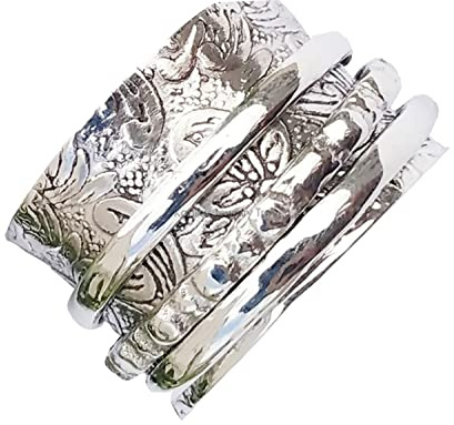 Spinner Band Rings, bague d'inquiétude pour Meditaion, bague cadeau pour Noël, bagues Spinner Band en argent sterling 925 pour femmes