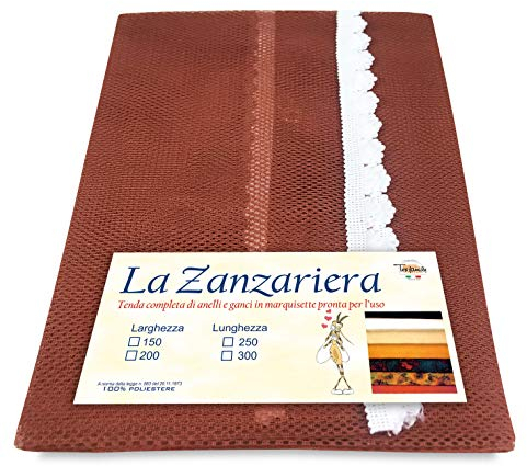 Tex family Tenda Zanzariera da Esterno Balcone Giardino | Rete Anti Insetti con Frangia e Occhielli | Poliestere Resistente | Ideale per Porta e Finestra | Cm. 150x250 | Marrone