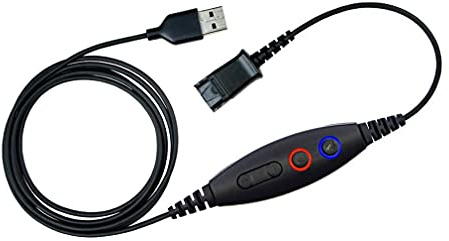 daily Headset Phone Headset Adapter Quick Disconnect to USB Cable Compatible with Plantronics or QD, Volume & Mic Controls Connects Headset to Telephone PC Laptop