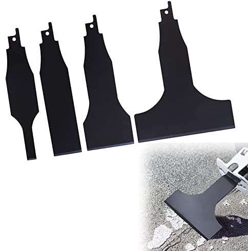 Säbelsäge Schaber, 4 Stück Multifunktionaler Fliesenreinigungswerkzeuge Elektroschaberklingen aus Kohlenstoffstahl, Schabmesser Zubehör für Säbelsäge für Böden, Wandreinigung