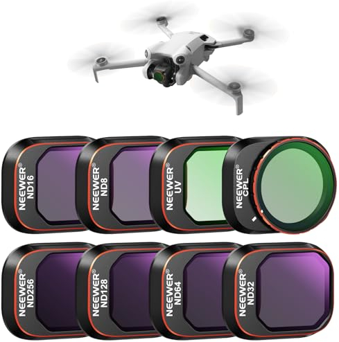NEEWER ND und CPL Filter Set kompatibel mit DJI Mini 4 Pro, 8 Stück, UV, CPL, ND8, ND16, ND32, ND64, ND128, ND256, Polarisationsfilter, Neutraldichte Drohnenobjektiv Zubehör, mehrfach beschichtetes