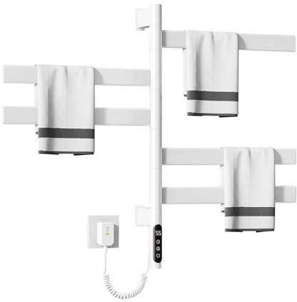 180° Drehung Handtuchheizkörper Elektrisch Handtuchwärmer Handtuchtrockner Elektrisch Badheizkörper Elektrisch Handtuchheizung Elektrisch Handtuchhalter Elektrisch (G68-Weiß-140Watt)
