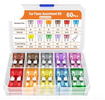 Dtmeng120 Stück Auto-Sicherungen Set, 2A,3A,5A,7.5A,10A,15A,20A,30A,35A,40A Sortiment mit Aufbewahrungsbox Stecksicherungen PKW Flachstecksicherung Autosicherungen Set Gemischt（Standard-120 Stück)