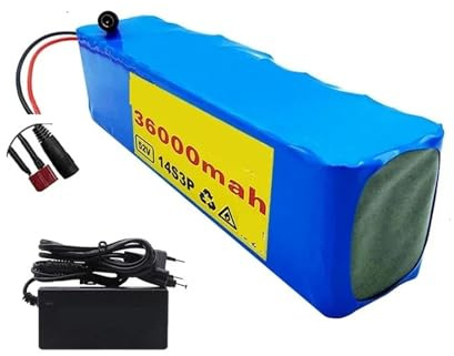 Batería de Litio de 52 V, 14S3P, 36000 mAh, 1000 W, for Bicicletas de Equilibrio, Bicicletas eléctricas, patinetes eléctricos y triciclos.(T.DC and Charger)