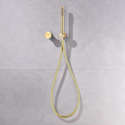 XJTNLB Miscelatore Vasca da Bagno con Doccetta Oro Spazzolato Rubinetto Doccia da Muro Monocomando Singola Funzione Miscelatore per Doccia con Deviatore