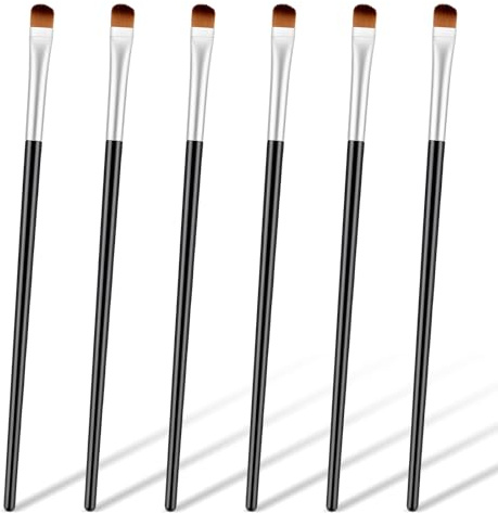 6 Pcs Eye Brush with Soft Bristle, Professional Eyeshadow Brushes with Soft Synthetic Hairs, Portable Travel Flat Rounded Eye Makeup Brushes for Women Blending, Diffusing, Concealer and Lipstick