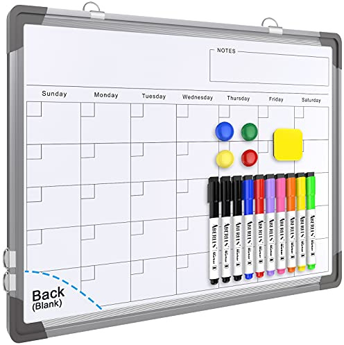 Small Monthly Calendar Dry Erase Whiteboard for Wall, 16 x 12 Magnetic Dry Erase Board, Hanging Double-Sided White Board, Portable Board for Drawing, Kitchen, Planning, Memo, Home, Office