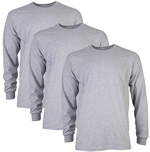 Gildan Men's Ultra Cotton Long Sleeve T-Shirt, Style G2400, Multipack, Sport Grey (3-Pack), Medium