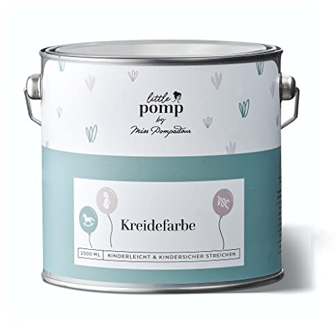 MissPompadour Wandfarbe Kinderzimmer Weiß & Strahlend 2,5L mit hoher Deckkraft - geruchsneutrale, spritzfreie Kreidefarbe - atmungsaktiv, wasserbasiert, VOC-frei - LittlePomp