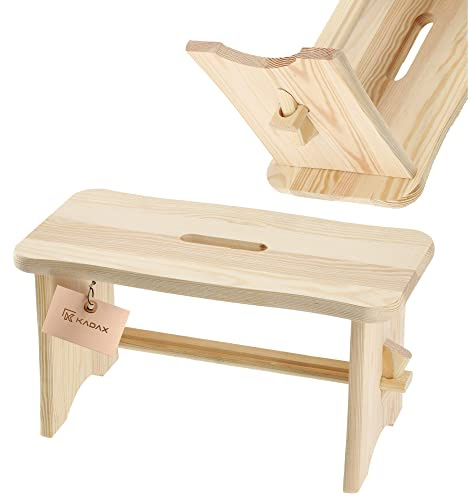 KADAX Tabouret en Bois pour Enfants, Petite Chaise pour Ajouter Une Touche de Charme Rustique à Votre Décoration Intérieure (Rectangulaire)