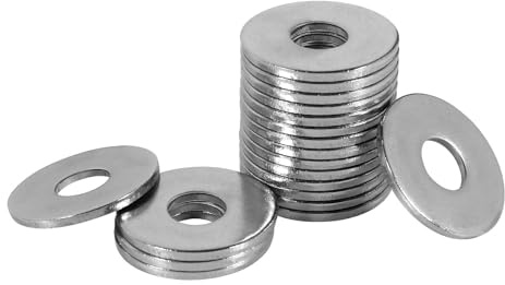 FOMGIIN Arandelas Planas de Cuerpo Grande M6 x 18mm, 50 Piezas Acero Inoxidable A2 V2A, 304 Metalicas Grandes Arandela de Bloqueo DIN 9021 / ISO 7093,Plana de Plano Para Tornillos Sujetadores