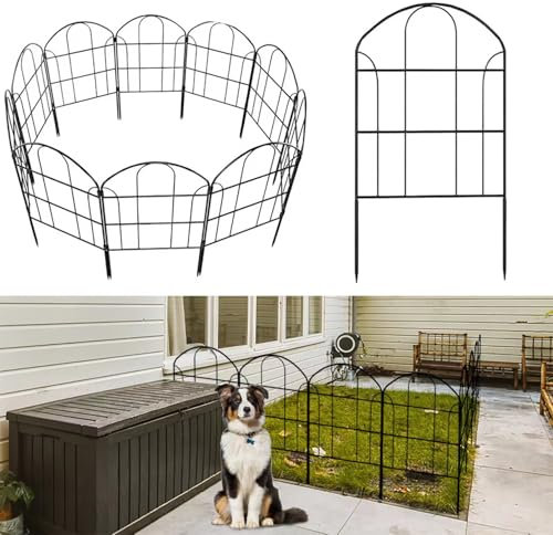 Decorative Garden Fence Panels - Outdoor Metal Fencing Ornamental Panel,Rustproof, Animal Barrier, Fence Panel Perfect for Landscaping and Flower Bed Edges Circular arch-10Pack