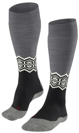 FALKE Damen Skisocken SK2 Intermediate W Kh Wolle Funktionsmaterial warm dick 1 Paar, Schwarz Black-Mix 3010, 39-40