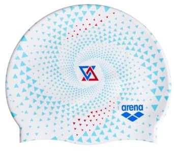 Arena Print 2 - Cuffia da nuoto in silicone, unisex, per adulti, donne e uomini, per allenamento intensivo, confortevole, antiscivolo, per capelli lunghi, colore bianco