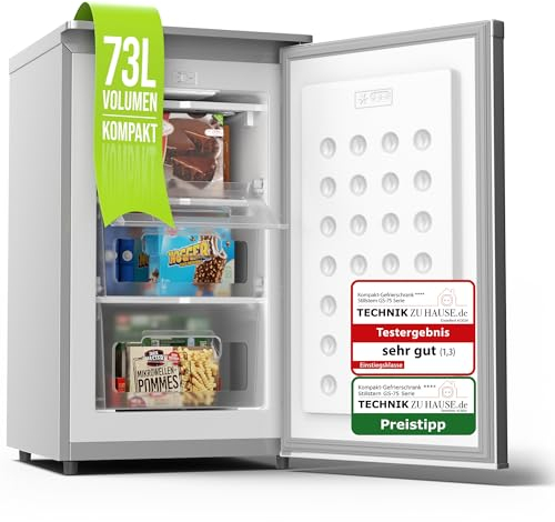Stillstern Gefrierschrank C (73L) 4-Sterne-Gefrierfach -18°C, geringer Energieverbrauch, 3 Fächer, stufenlos regelbare Temperatur, wechselbarer Türanschlag, Gefrierschrank Klein, Tiefkühlschrank