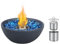 Onlyfire Chimeneas de Etanol de Mesa con Tapa de Extintor y Piedras de Cristal, Biochimenea de Sobremesa de Hormigón Redondo de 25,4 CM, Hoguera sin Humo ara Exterior e Interior, Azul Oscuro