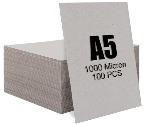 WOPPLXY A5 Greyboard 100 Sheets - 1000 Micron Grey Board A5 Mount Backing Board - 1mm Double-Side Thick Cardboards Mount Card for Craft, Model Making