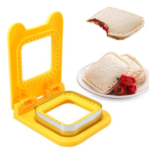 Taglierina per sandwich e sigillante, tagliapasta per panini per bambini, senza crosta, per pane e pancake, forma quadrata a forma di sandwich, per biscotti, pane, pancake, sabbia