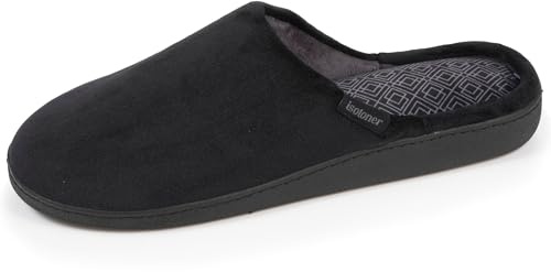 Isotoner Chaussons pantoufles Mules homme semelle à mémoire de forme, 45 EU, noir