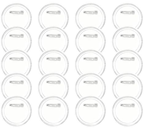 YUVKIN 20 Stück DIY Transparente Knöpfe, Steckknöpfe mit Sicherheitsnadel, DIY Knopfstifte Acryl, Knöpfe selber machen, ohne Knopfmaschine (44mm)
