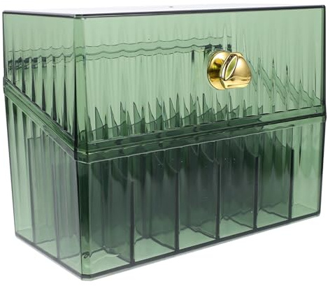 Baluue Organizador Transparente de Lápices Labiales y Brillo de Labios con Tapa, 1 Unidad Mediana, Antidespolvoreo, para Escritorio y Tocador, Soporte para Maquillaje en Color Verde