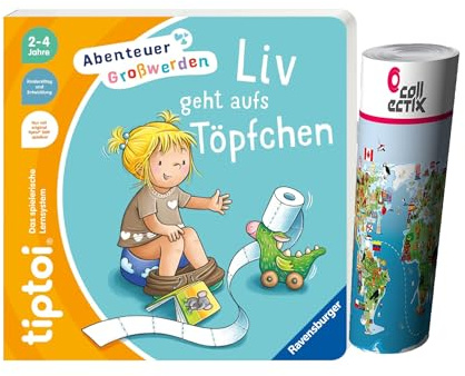 Ravensburger Junior Buch 2-4 Jahre | tiptoi® Abenteuer Großwerden - Liv geht aufs Töpfchen + Weltkarte Kinder