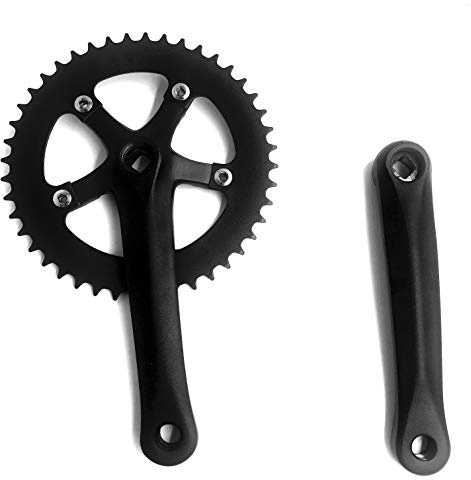 DONSP1986 Crankset Single Speed 44T 170mm Crankarms 110 BCD Crankset for Mountain Road Bike Fixed Gear Bicycle(Square Taper, Black) (44T Sprocket)