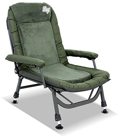Lucx Angelstuhl 'EL Presidente' - luxuriöser Karpfenstuhl mit Memoryschaum, Thermobezug & Verstellbarer Rückenlehne - Stabiler Carp Chair mit Armlehnen & Schlammfüßen