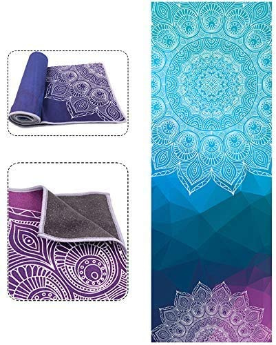 Serviette de Yoga Microfibre Serviette de Tapis de Yoga Antidérapante Tapis de Fitness Exercice Epais Absorbant la Transpiration Yoga Towel Antibactérien pour Bikram Pilates Yoga Chaud Voyage Gym