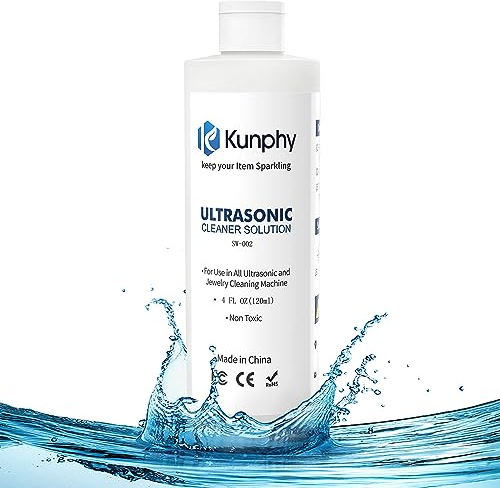 Kunphy Ultrasonic Jewellery Cleaner, Professional Ultrasonic Cleaner Fluid for Use in All Ultrasonic Cleaner Machines, Cleaning Agent Suitable for Cleaning Jewellery, Glasses etc, 120ML