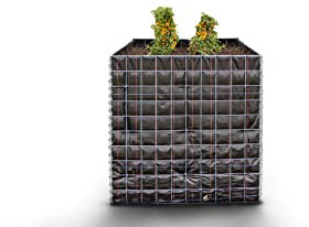 GABIONA - Bancal alto (largo x alto x ancho): 100 x 100 x 70 cm - Cesta de alambre cuadrada y galvanizada con fieltro como macetero para el jardín - Fácil montaje