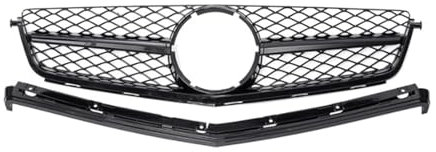 Kühlergrill Für Benz C Klasse W204 C63 Für AMG 2008 2009 2010 2011 Front Hood Grille Racing Grill Upgrade Grills Tuning Auto Frontgrill(Schwarz)