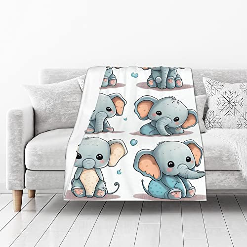 Freche kleine Elefantendecke, weicher Plüsch, verspieltes Design, ideal für Kinder, perfekt für Sofa, Bett und lustige Momente, tolles Geschenk für Tierliebhaber und Kinder, 101,6 x 127 cm