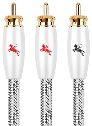 Impeto Câble Subwoofer RCA y 1 mâle vers 2 mâle hifi haut de gamme OFC Cable RCA Subwoofer Y Cinch de masse caisson de basse pour amplificateur, enceintes actives ou caisson de basse 3m