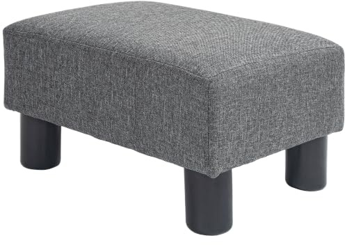 HOMCOM Sitzhocker Hocker mit Leinenoptik Moderner Fußhocker Dunkelgrau | Polsterhocker, Ottomane, für Schlafzimmer, Wohnzimmer, Bequem