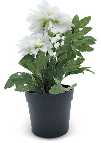 Acihety Artificial Dahlias in Pot - Realistic Artificial Flowers Like Real - Easy Care Artificial Plants for Balcony, Living Room and Gift Ideas - 25 cm High - Spring Decoration in Pink, Orange or