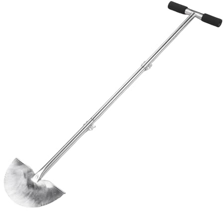 Oreilet Saw Tooth Manual Edger Lawn Tool, Half Moon Hand Edger with T Grip Handle, Lawn Edging Tool Long Handle Step Grass Edger for Garden, Sidewalk, Yard, Landscape