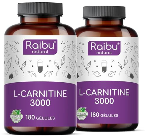 L-Carnitine 3000 I 360 Haute Dose Extra Fort Gélules I 3000mg par dose journalière I Tartrate de L Carnitine pure I Naturelle, Testé en laboratoire & Végan (Lot de 2)