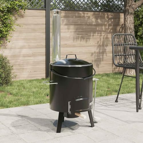 LoogCape Cañón para gulash con salida de humo y tapa de acero esmaltado para camping, fiestas en el jardín, festivales, barbacoas, barbacoas, barbacoas, con sartén extraíble, capacidad de 14,3 l