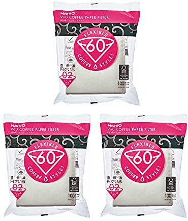 Lot of 3x100 Filters for Coffee Machines American White Book - Hario V60 02 - VCF-02-100W Import from Japan