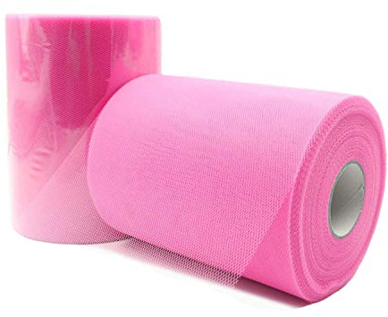 JZK 15 cm x 90 m Rotolo Tessuto Tulle Rosa per Fare Gonna Tavolo Tulle Bambina tutù PON PON Fiocco, per confezionare bomboniere Confetti, Decorazioni Matrimonio Festa Compleanno